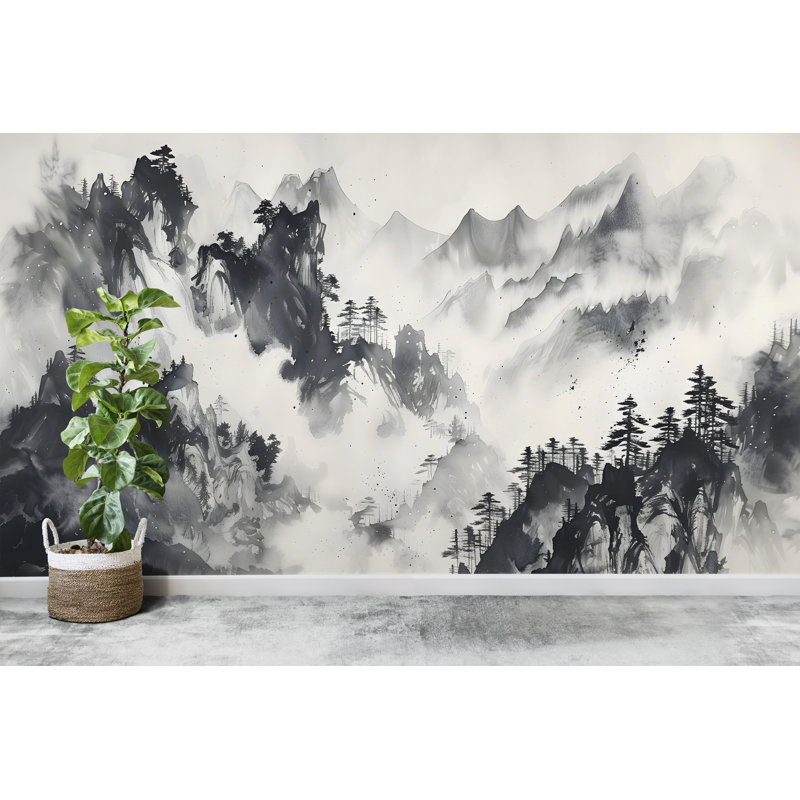 Papier peint mural autocollant et amovible motif forêt de montagne brumeuse pour chambre d'enfant 600RS (à décoller et à coller) RS600
