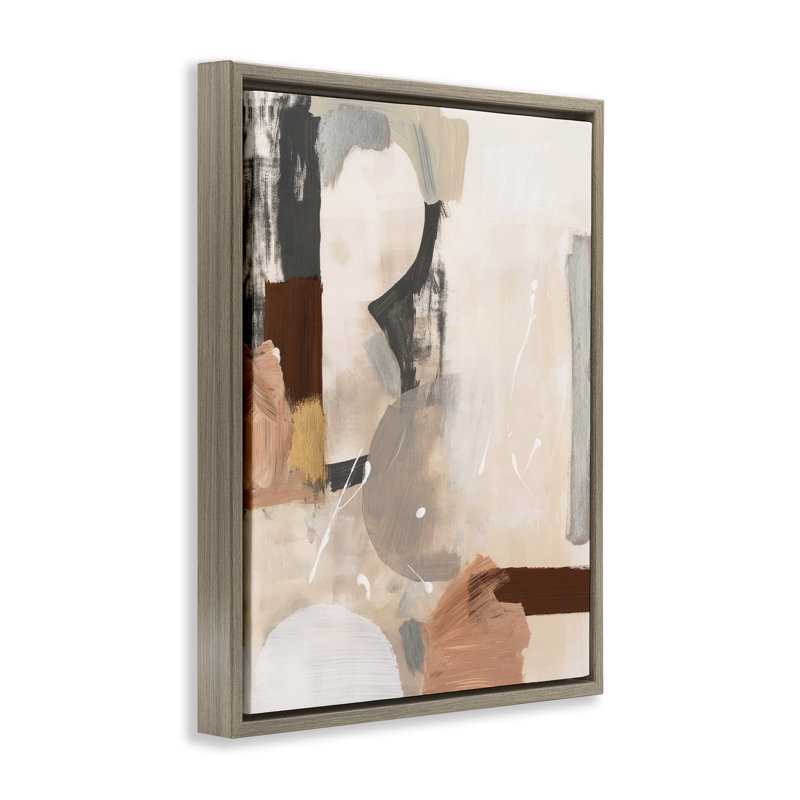 Art mural sur toile flottant abstrait expressif par Victoria Barnes, Cadre flottant orme Montalcino, H 31 po x l 25 po