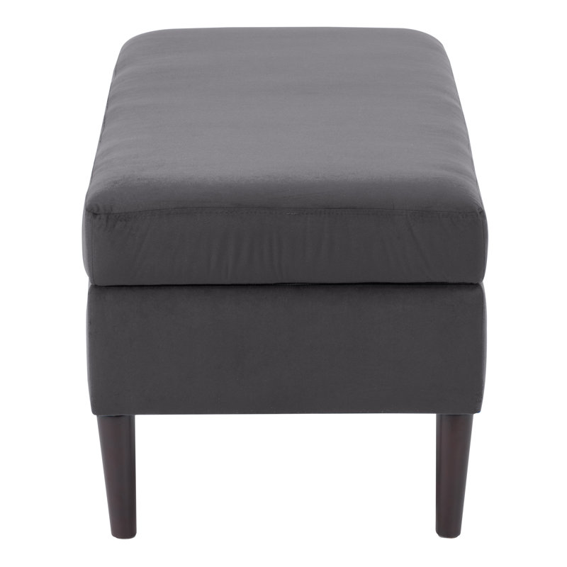 Banc de rangement à couvercle rabattable rembourré, Mélange de polyester gris foncé