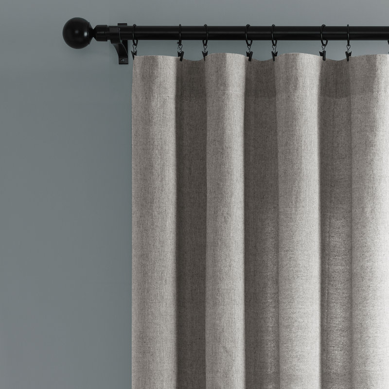 Nantucket Cotton Semi Sheer Curtain Pair, Gray, 40"W x 84"L