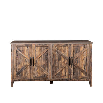 Sideboard With 4 Doors And Open Shelves - Modern Practical For Home, Living Room, Bedroom, Office 4-Door 4-Open Freestanding Cabinet Storage Option
