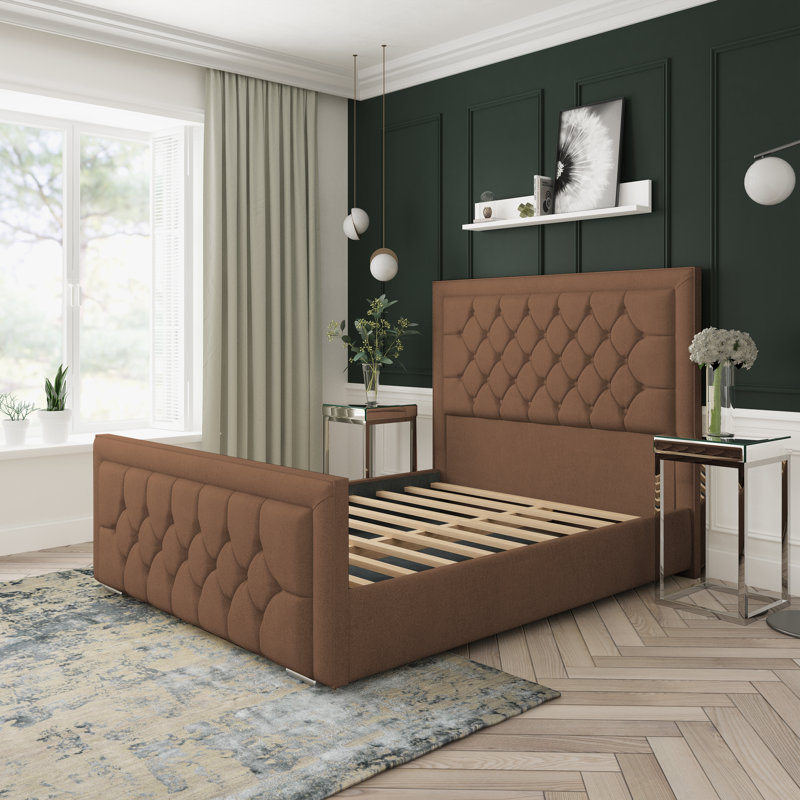 Upholstered Bed, Double (4'6), Mink
