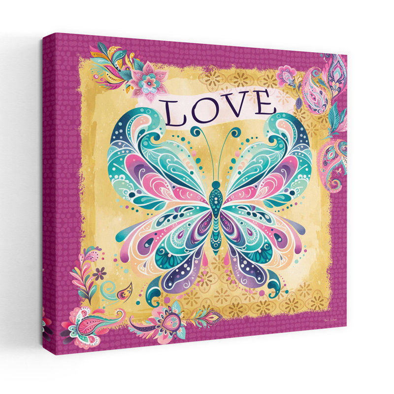 Love Butterfly, décor fantaisiste contemporain, typographie, art fantaisiste, H 18 po x l 18 po