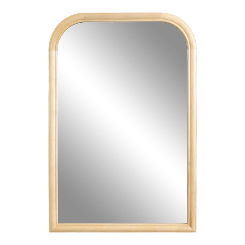 Natural Arched Wooden Wall Mirror 36" x 24"
