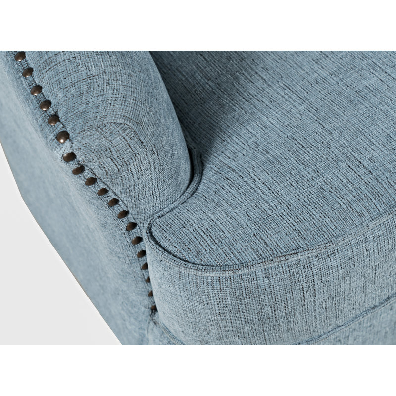 Ines 33" Wide Tufted Polyester Blend Armchair, Blue