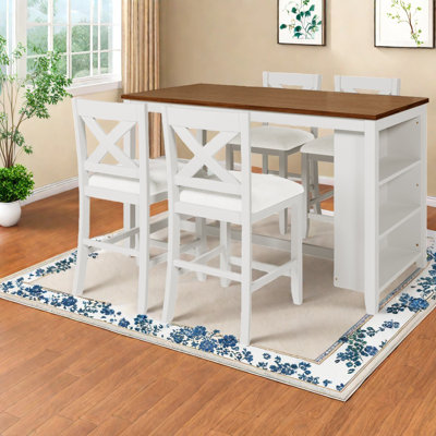 Ensemble de table de salle à manger rustique peu encombrant, en bois massif et rangement, idéal pour la famille
