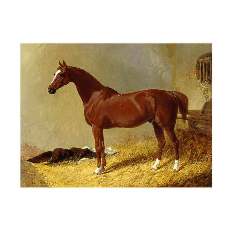 John Frederick Herring Snr A Bay Racehorse In A Stall, 1843, art sur toile, H 14 po x l 19 po