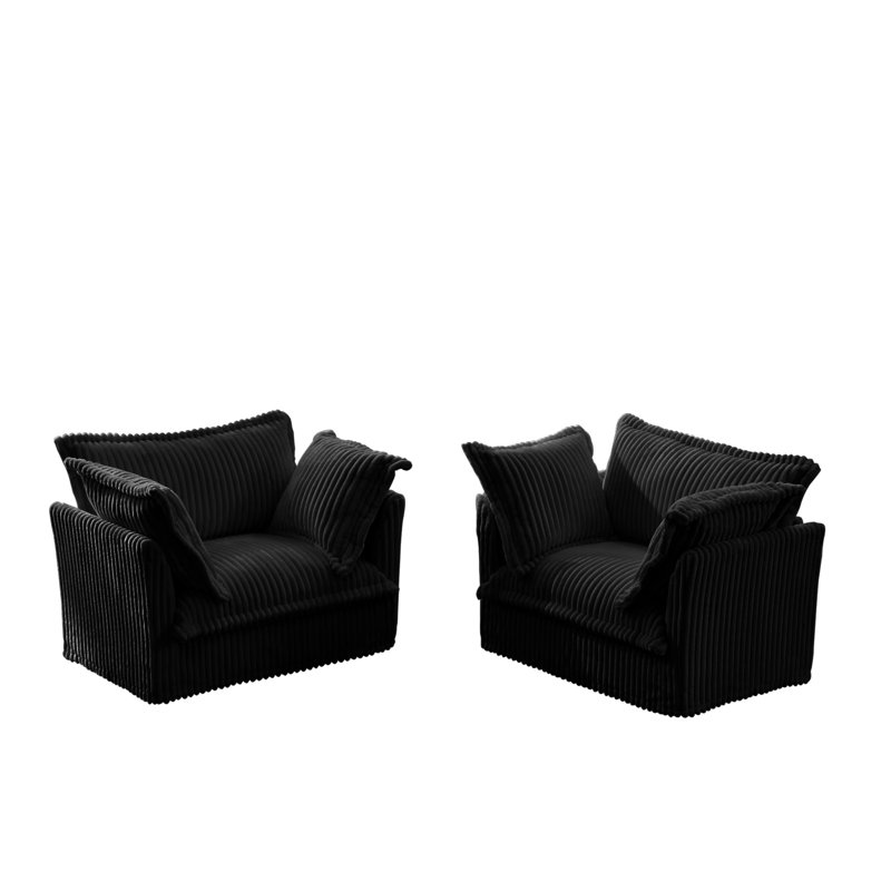 Nickolas Accent Chairs, Black Corduroy