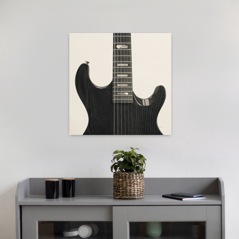 Guitare IV, art contemporain abstrait, H 18 po x l 18 po