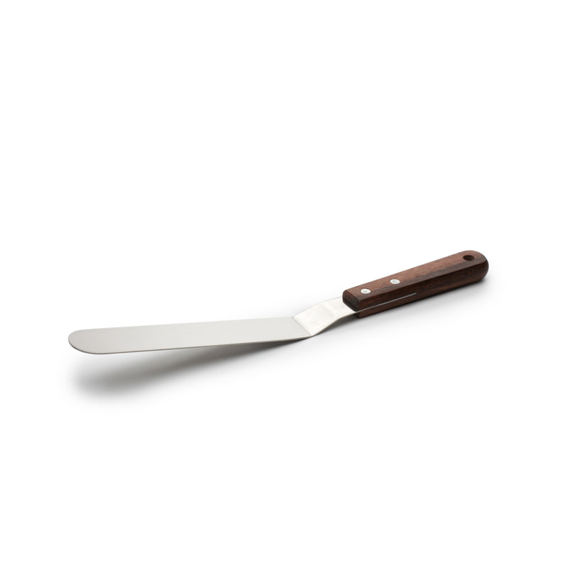Spatule à givrage décalée Fox Run, lame en acier inoxydable de 8 pouces, manche en bois