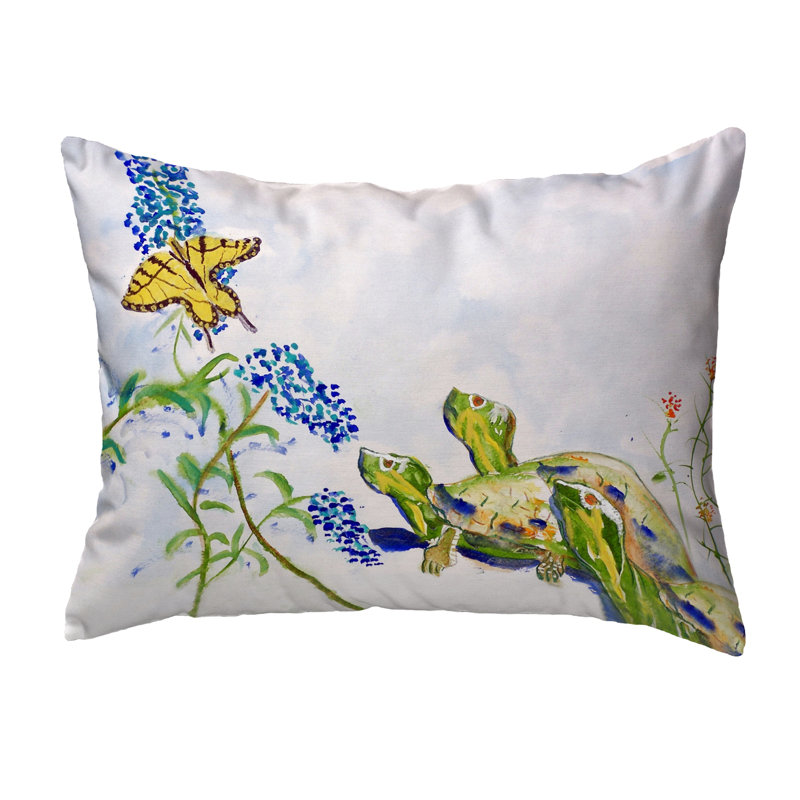 Turtles and Butterfly Turtles and Butterfly Indoor/Outdoor Throw Pillow