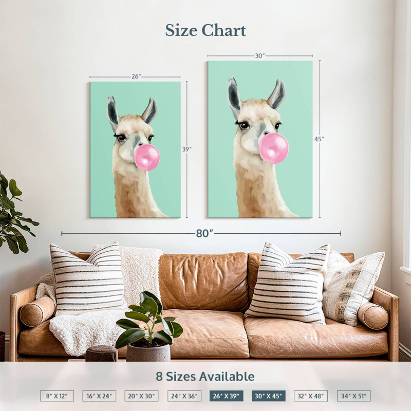 Ketti Bubble Gum Llama II, 39" H x 26" W
