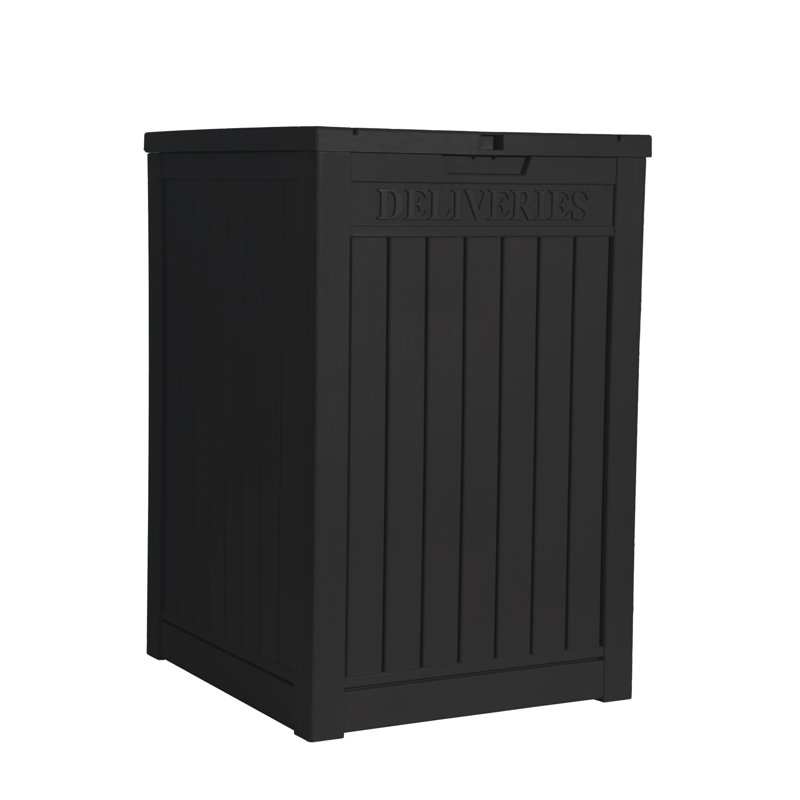 50Gallockable Outdoor Resin Package Delivery Box, Weatherproof Parcel Drop Box With Secure Lock For Porch, Patio, Yard, Multi-Use Storage Bin For Packages, Tools & Outdoor Supplies, Black