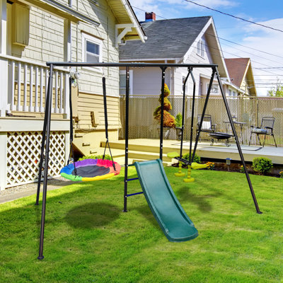 J&S HOME Backyard Heavy-Duty In Metal Outdoor Swing Set With