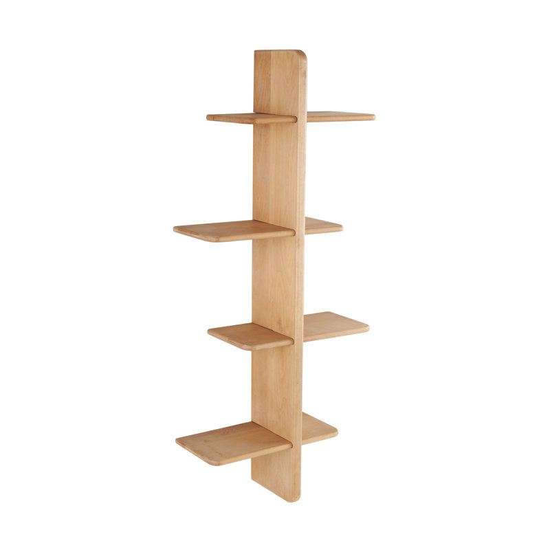 Cole And Grey Wood Handmade 8 Shelf Wall Shelf, Brown