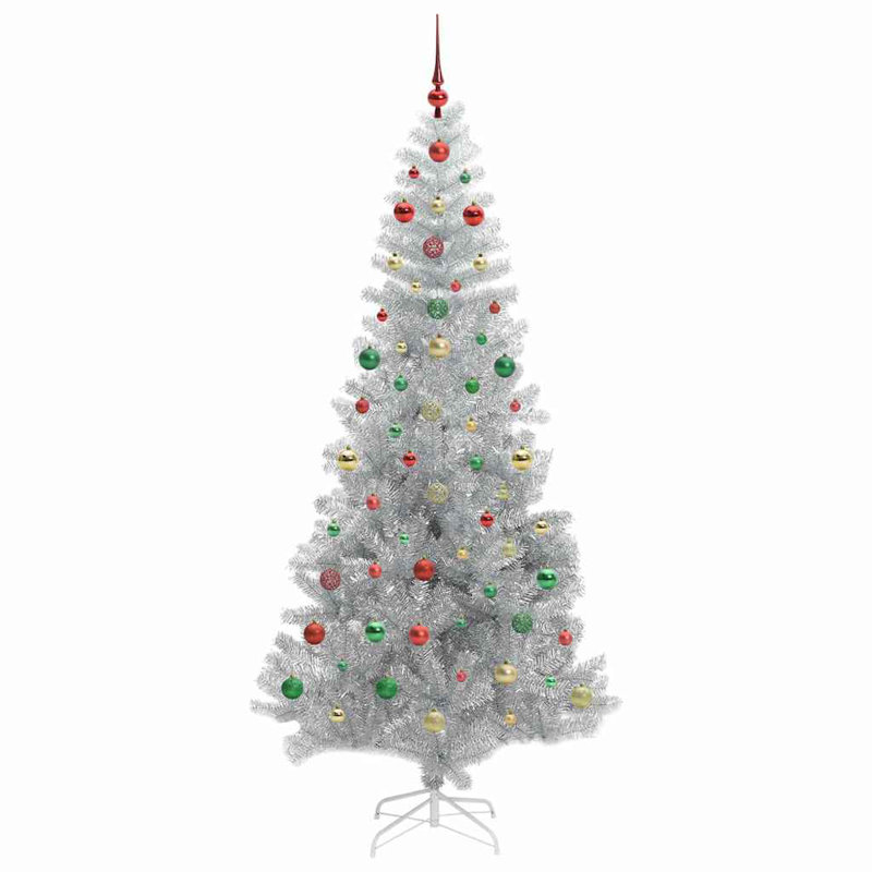 vidaXL Christmas Tree with 300 LEDs with Stand Silver PET, 7.87 ft