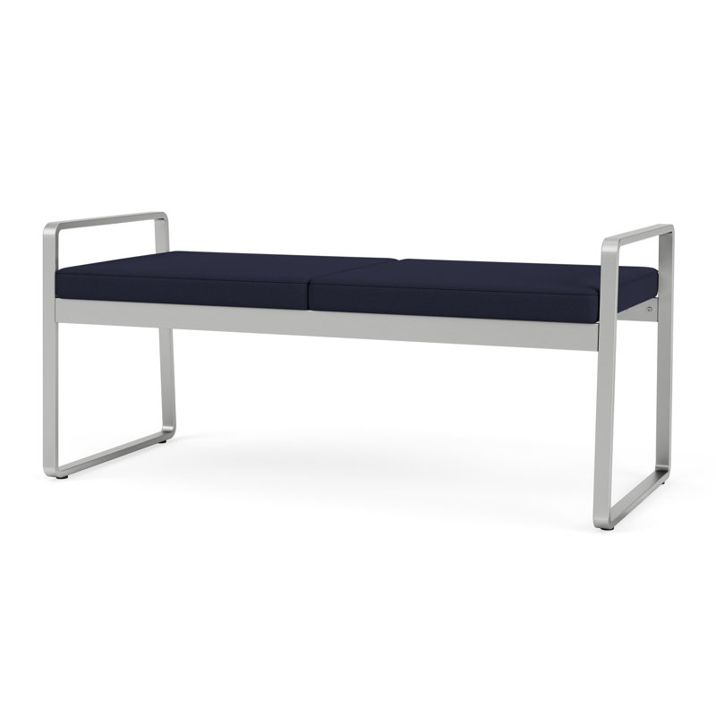 Banc en métal Gansett, Argent, Bleu marine Visite Libre - Tissu uni