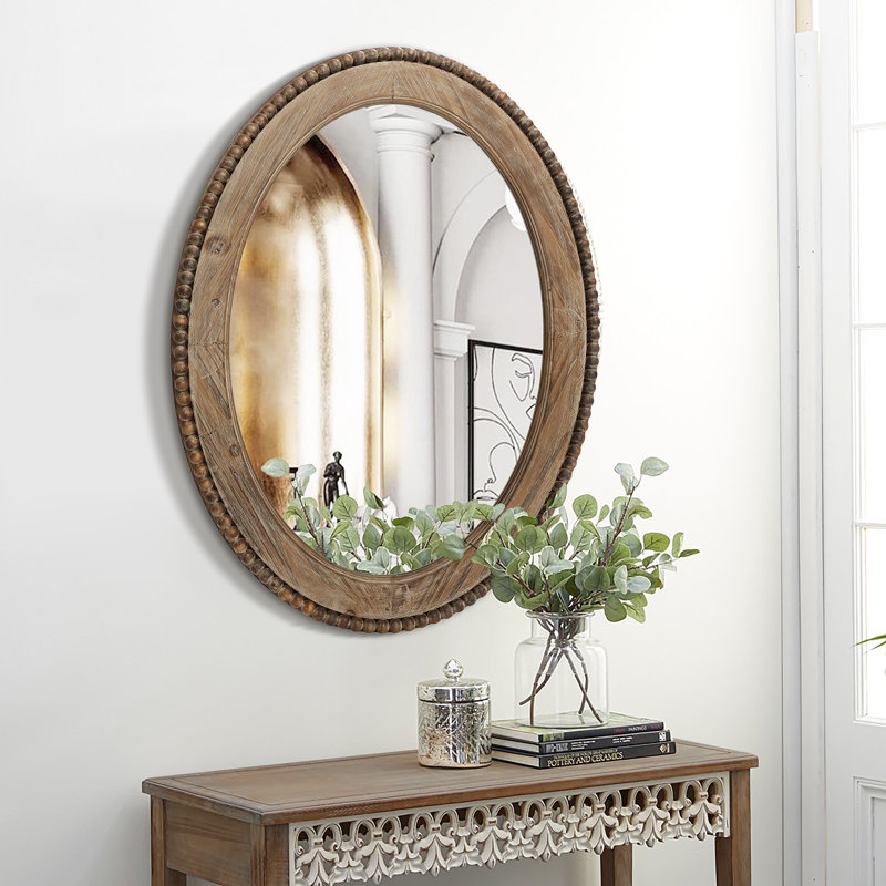 Lynwood Farmhouse Wood Oval Wall Mirror