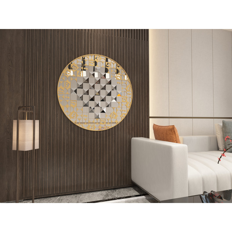 Engineered Wood Flat Wall Mirror, 65cm H x 65cm W, Black