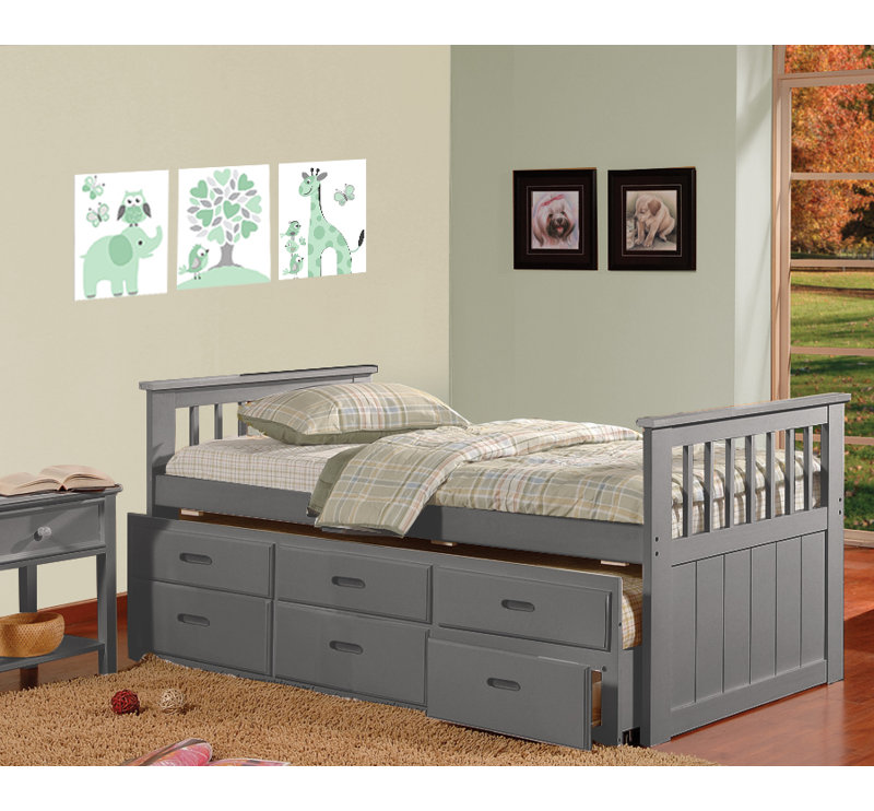 Lit de jour simple avec couchette Woodhaven, Gris
