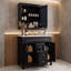 Ensemble de meuble-lavabo avec lavabo en céramique, armoire à pharmacie, 2 tiroirs et tablettes