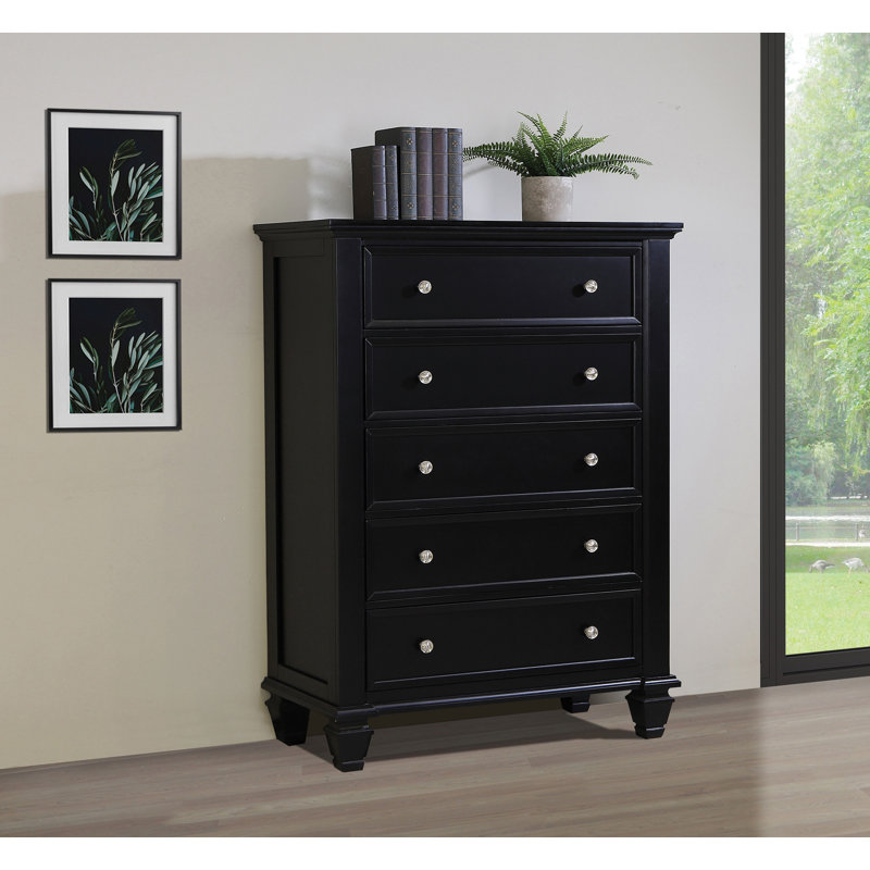 Ambriana 5 - Drawer 35.85'' W Chest, Black