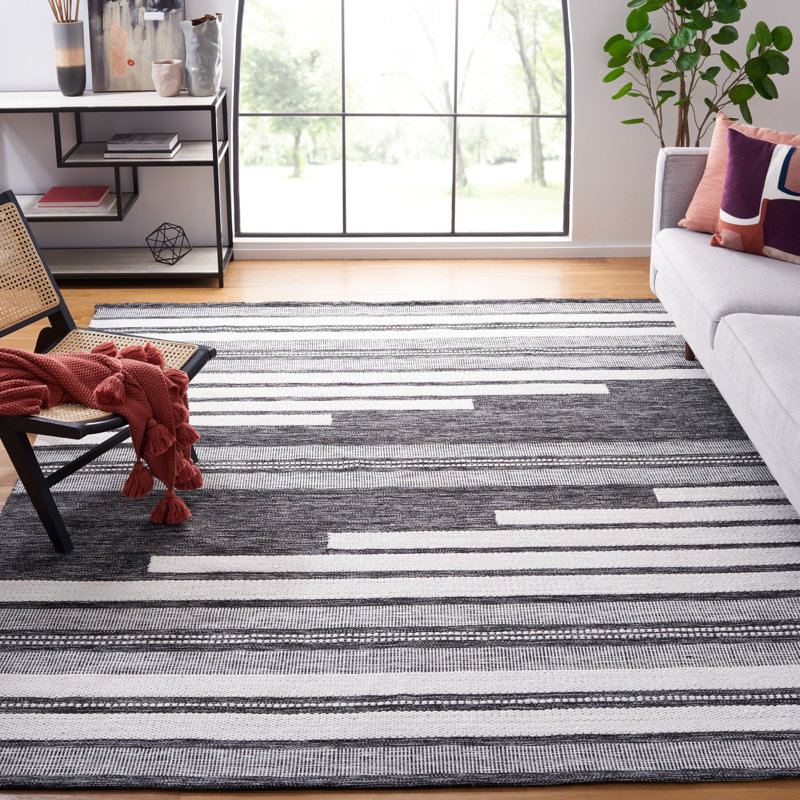 Kilim Hand Woven Performance Striped Rug, Rectangle 8' x 10'