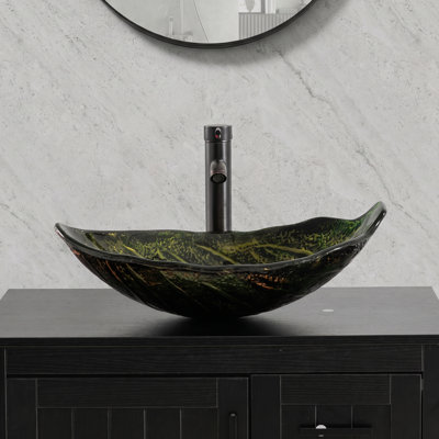 Lavabo de salle de bain en verre coloré 21,7 po VS109GN