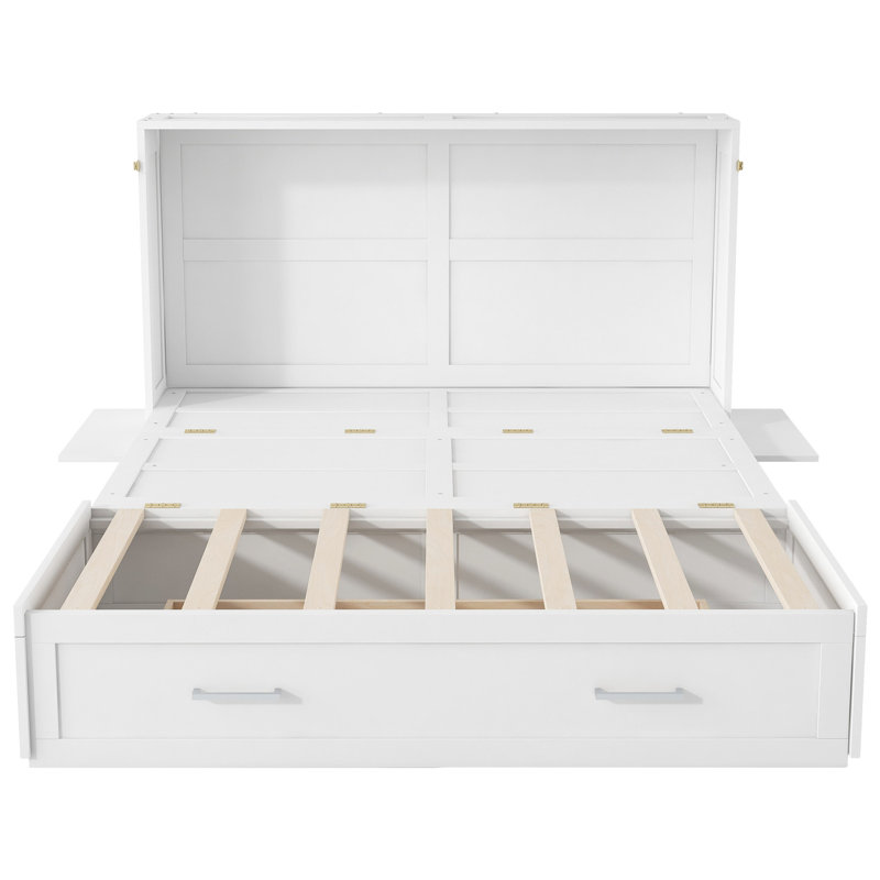 Lit pour grand lit, blanc avec tiroir et tablette latérale pratique