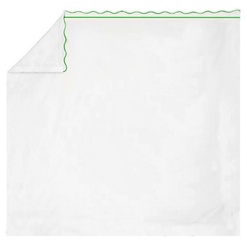 400TC Cotton Scallop Embroidery & Border Cotton 4 Piece Sheet Set Fitted Sheet Fits Upto 16" Deep Pocket, Green Border