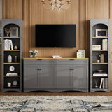 3-Piece Farmhouse Entertainment Center with Storage Cabinet for TVs Up to 70"