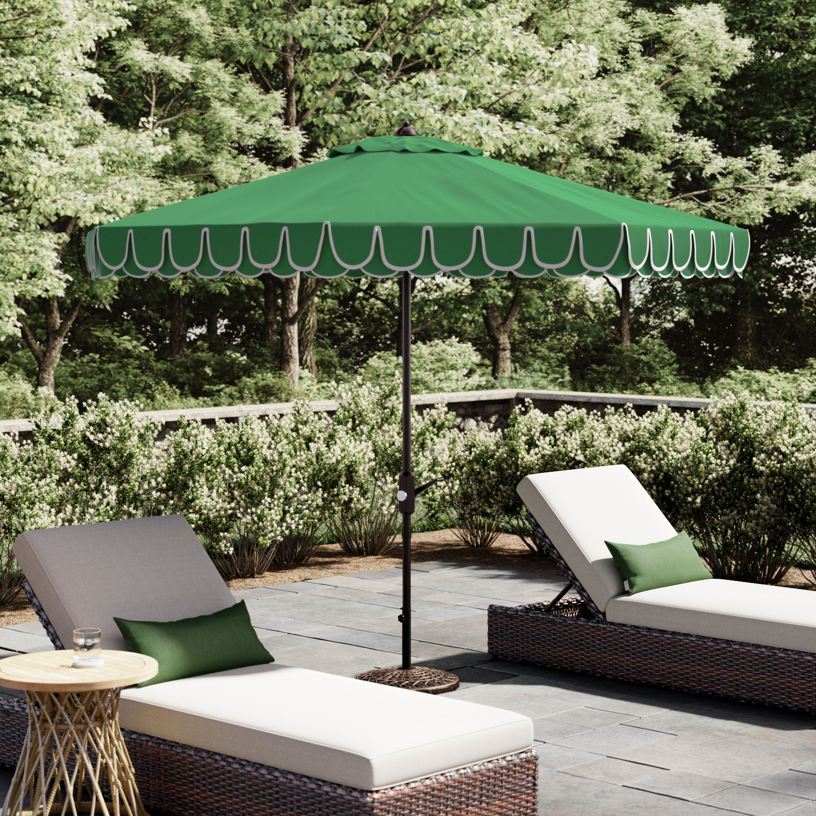 Iago 9' Market Umbrella, Hunter Green, Brown