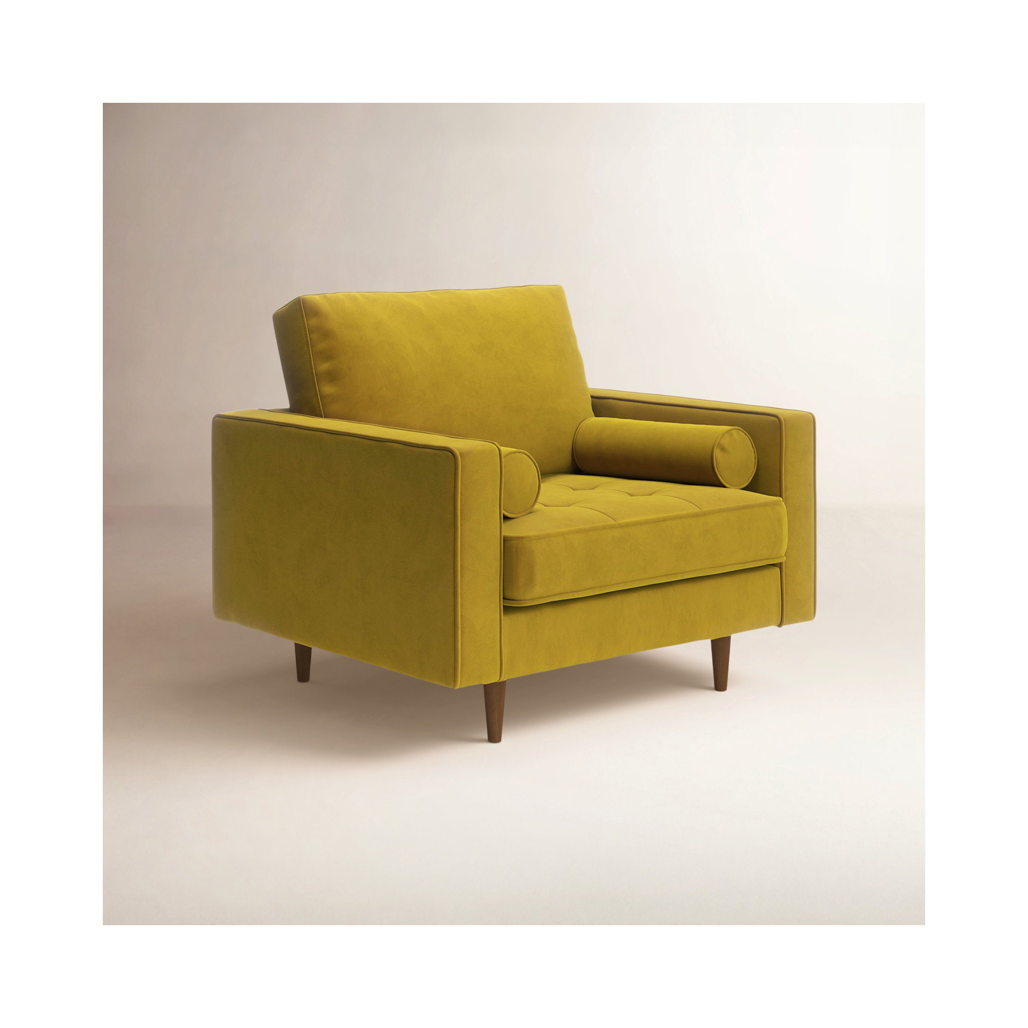 Geo Upholstered Armchair, Bella Gold Performance Velvet