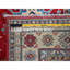 Tapis baie rouge 3 pi 5 po x 5 pi, Kazak avec motif géométrique, noué à la main, tissage plus dense, laine pure, colorants végétaux, tapis oriental
