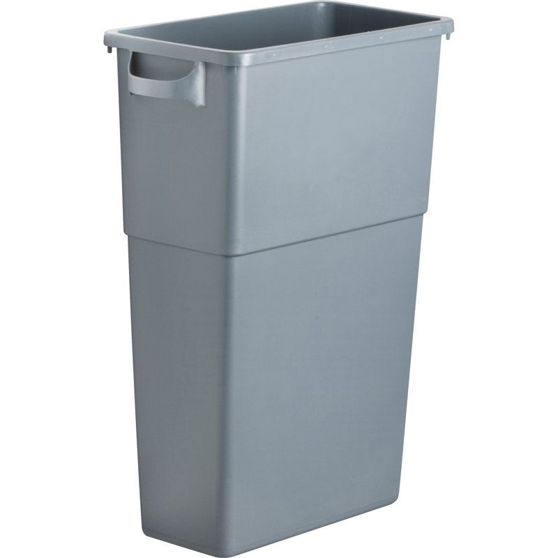 Gray 23 Gallon Space-Saving Waste Container with Handles