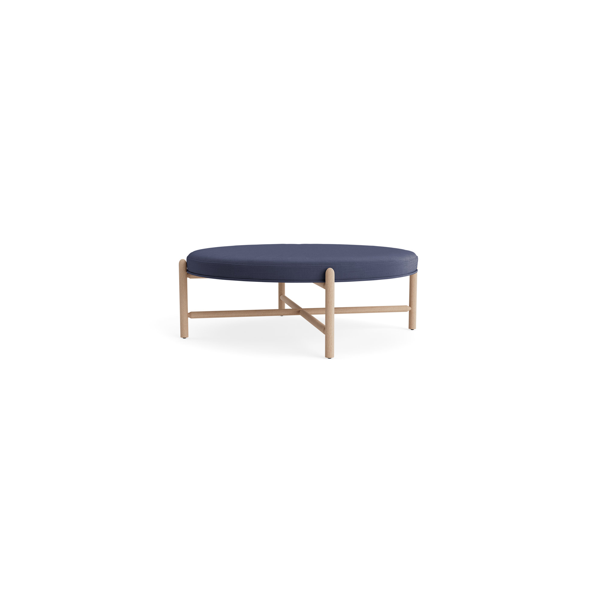 Vane 48" Round Ottoman, Navy, Oak