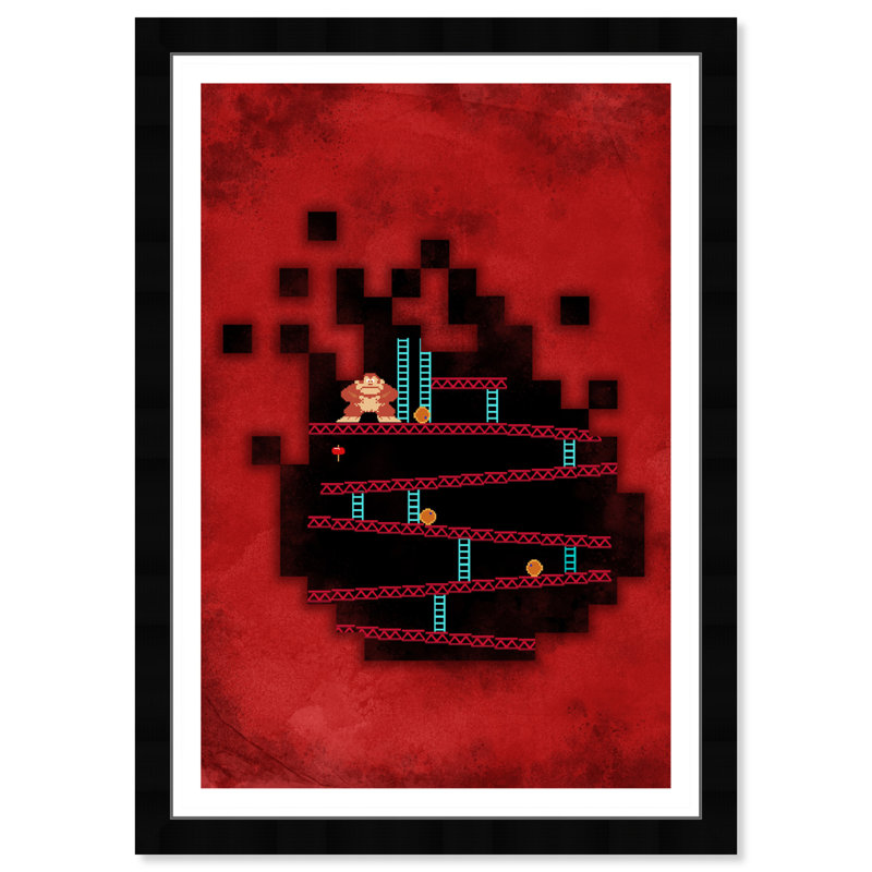Nostalgic Arcade Game Red and Black Framed Wall Art