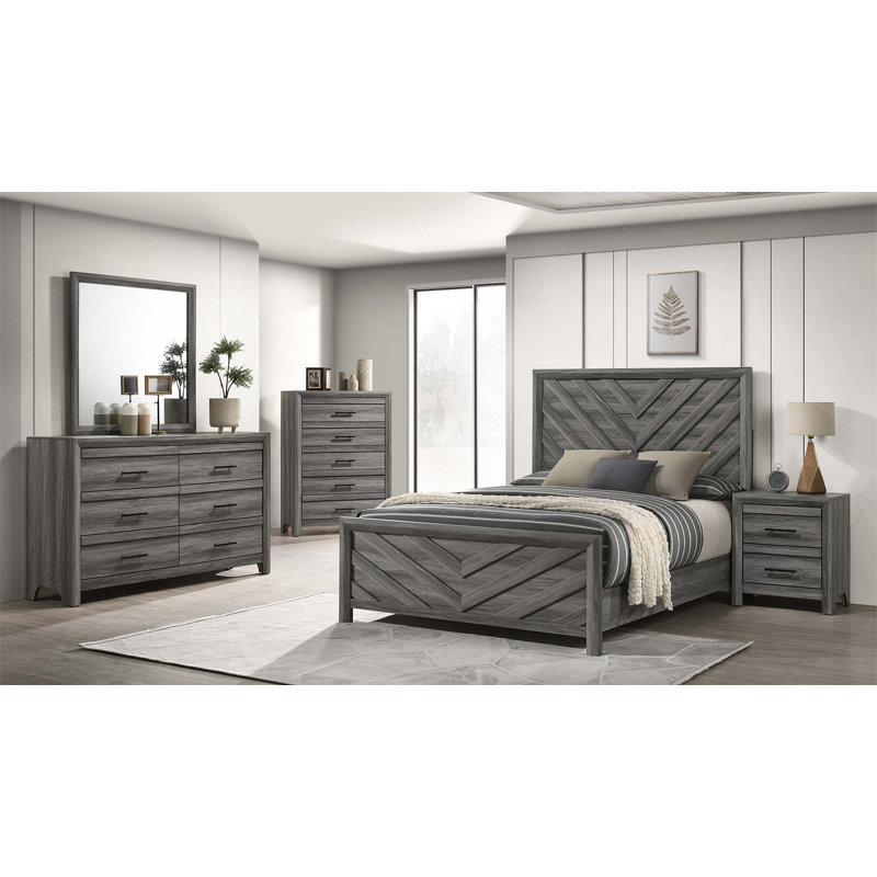 Lit simple en bois de style moderne Denver, Lit simple