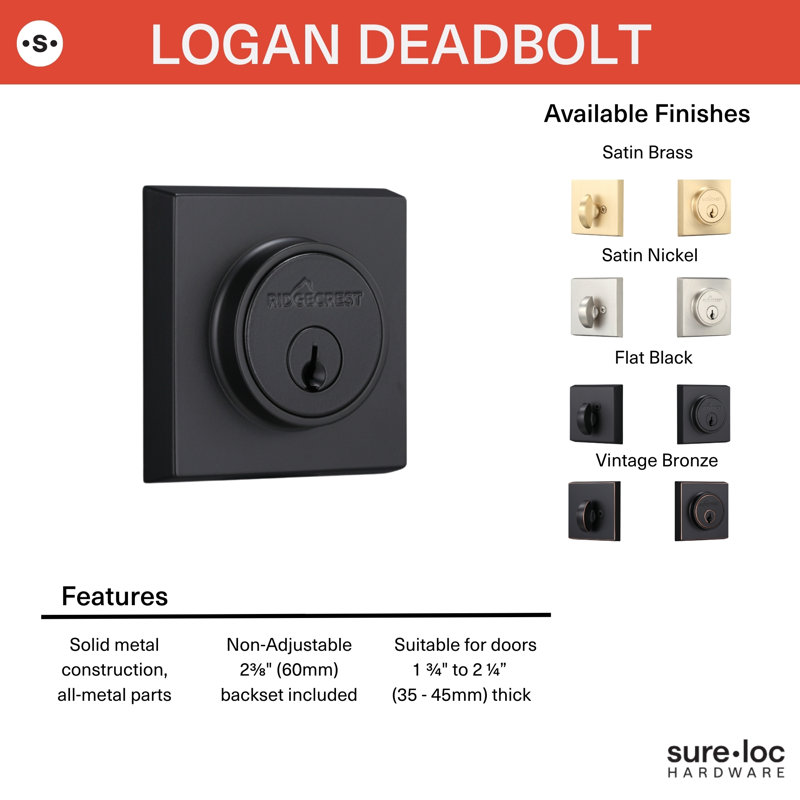 Pêne dormant Logan, Nickel satiné