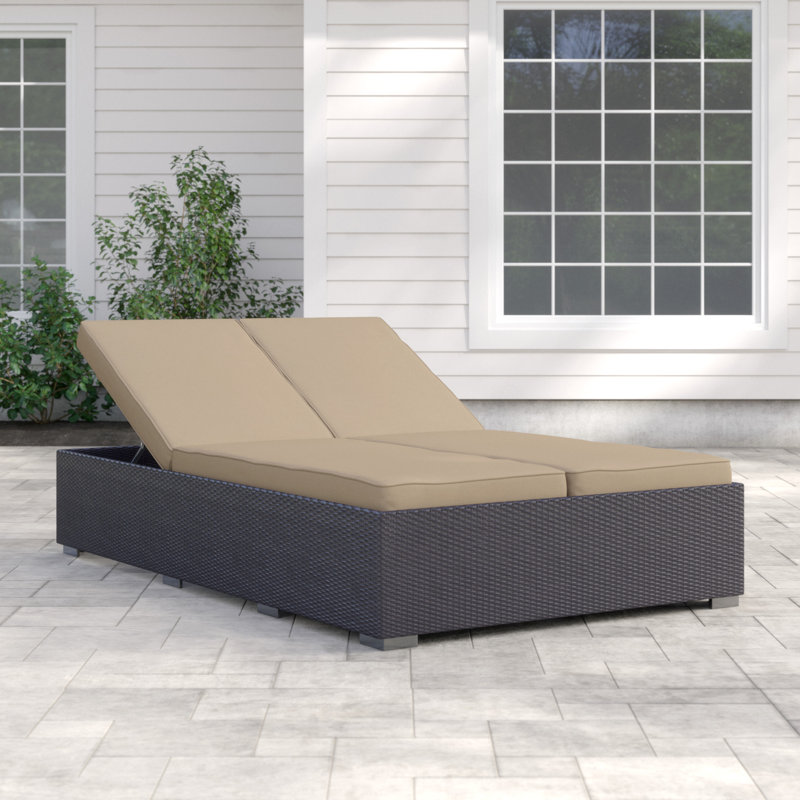 Convene All Weather Wicker Double Chaise Lounge, Beige