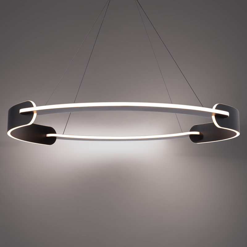Ilios 1 - Light LED Pendant, 3.5" H x 29" W x 29" D, Black