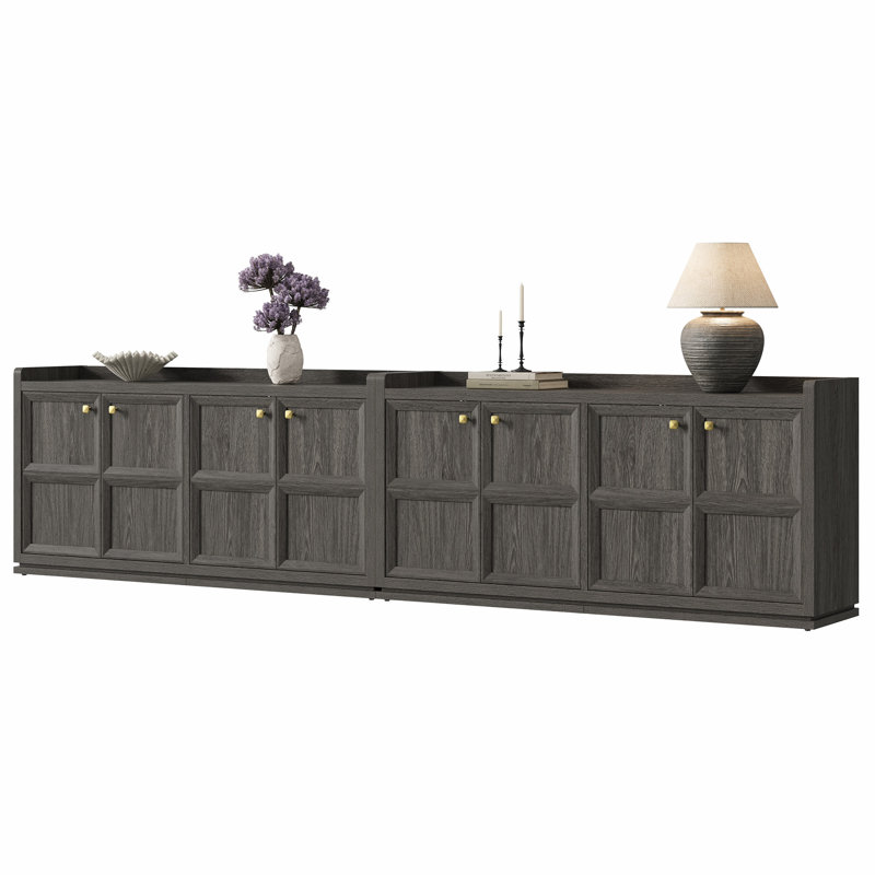 61.7'' W Modern 4-Door Sideboard With Adjustable Shelves And Safe Rounded Corners, Dark Gray, 2