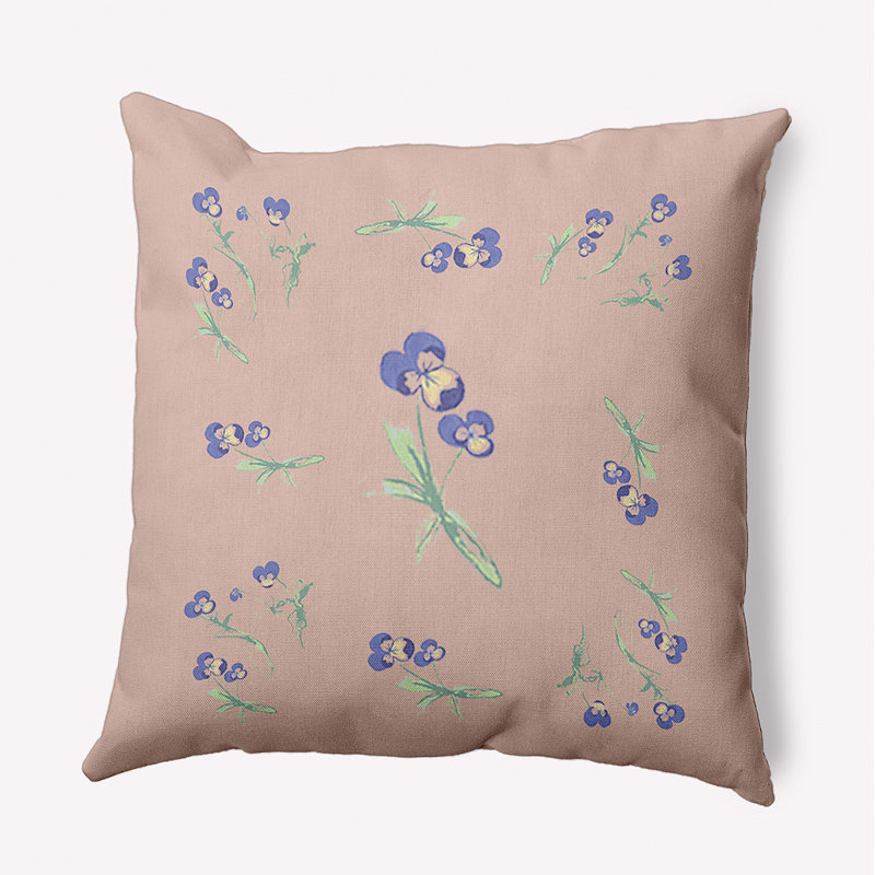 Coussin décoratif floral intérieur / extérieur en polyester, H 20 po x l 20 po, Carré