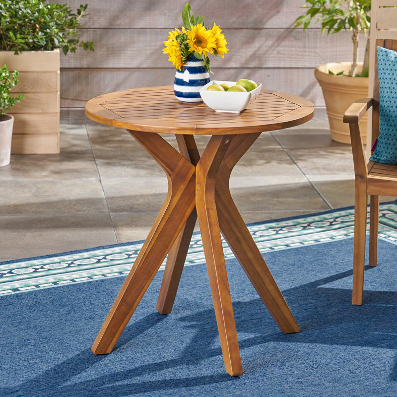 Table d'extérieur en bois de 27,5 po, finition pour patio, cour et barbecue, finition lisse, résistante aux intempéries