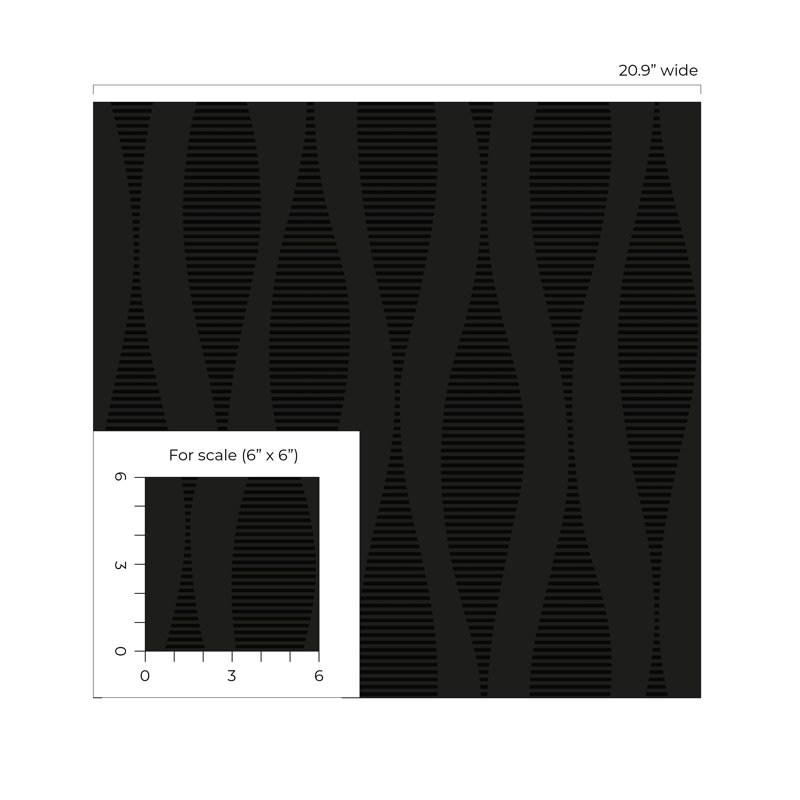 Papier peint non tissé Designs Oyster Harmony Ikat Waves, Noir