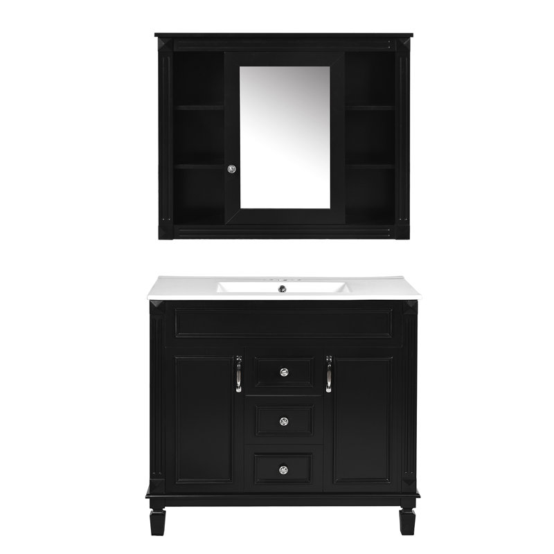 Meuble-lavabo 36 po avec lavabo supérieur, Noir