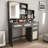 Rattan Vanity, Makeup Vanity Desk With Mirror And Adjustable LED Light, 4 Drawers & 1 Cabinet-100099341