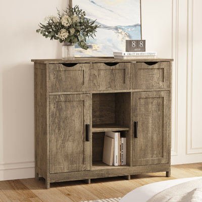 Multifunctional Storage Cabinet With Drawers And Doors, MDF Buffet Cabinet With Adjustable Shelves, For Living Room Bedroom Coffee Bar