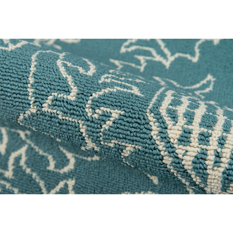 Tapis bleu sarcelle intérieur / extérieur Craine, Rectangle 8 pi 6 po x 13 pi