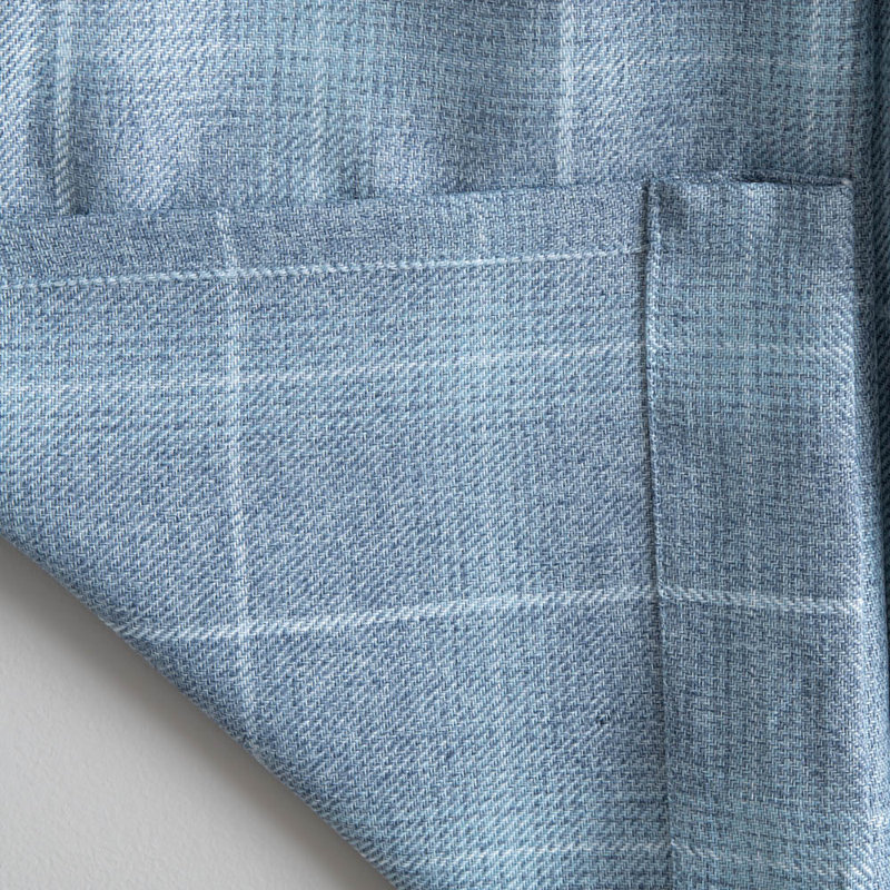 Erlandson 100% Polyester Light-Filtering Plaid Curtain Panel with Rod Pocket Top, 50" W x 84" L, Navy